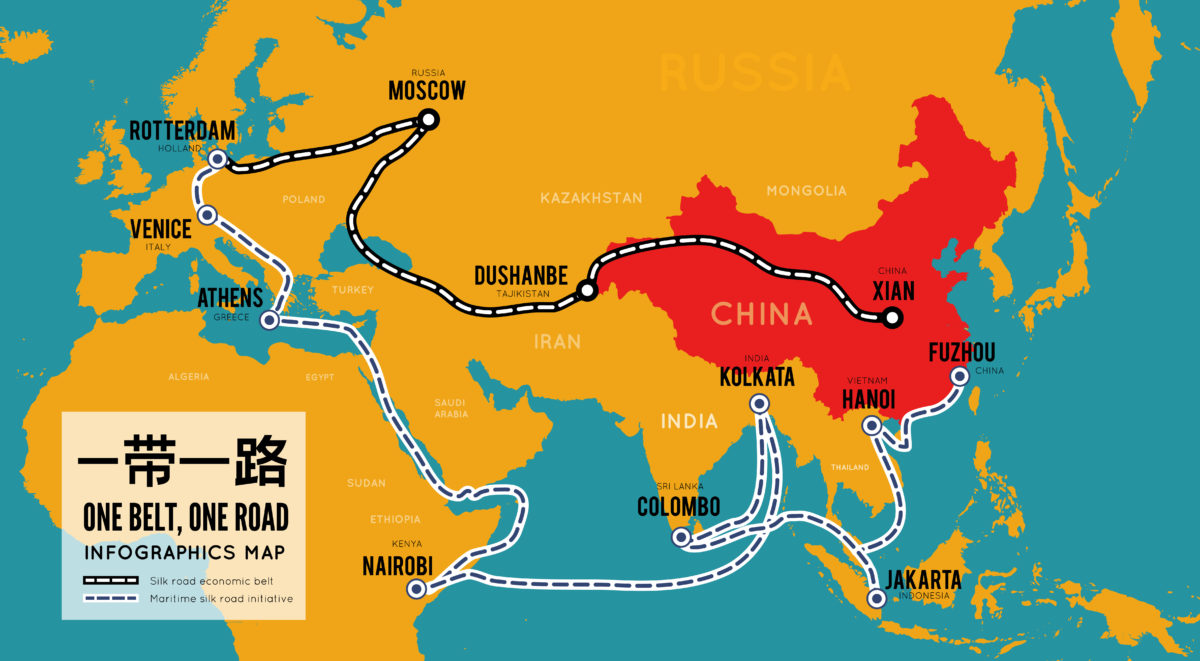 Une ceinture, une route. Nouvelle route commerciale chinoise de la soie. 
