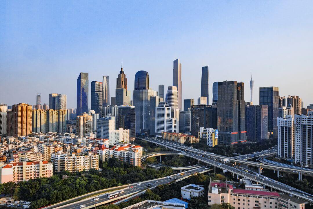Vue d'une grande ville chinoise, Guangzhou
