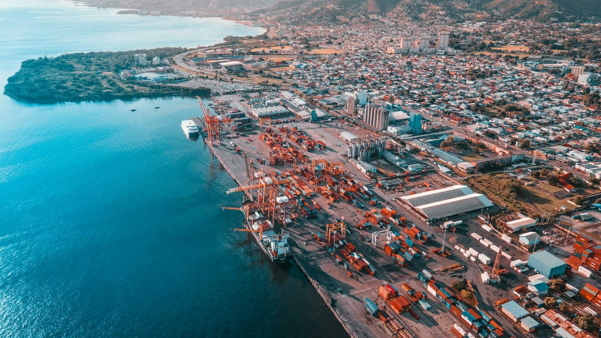 Vue aérienne du port de Trinidad, Espagne